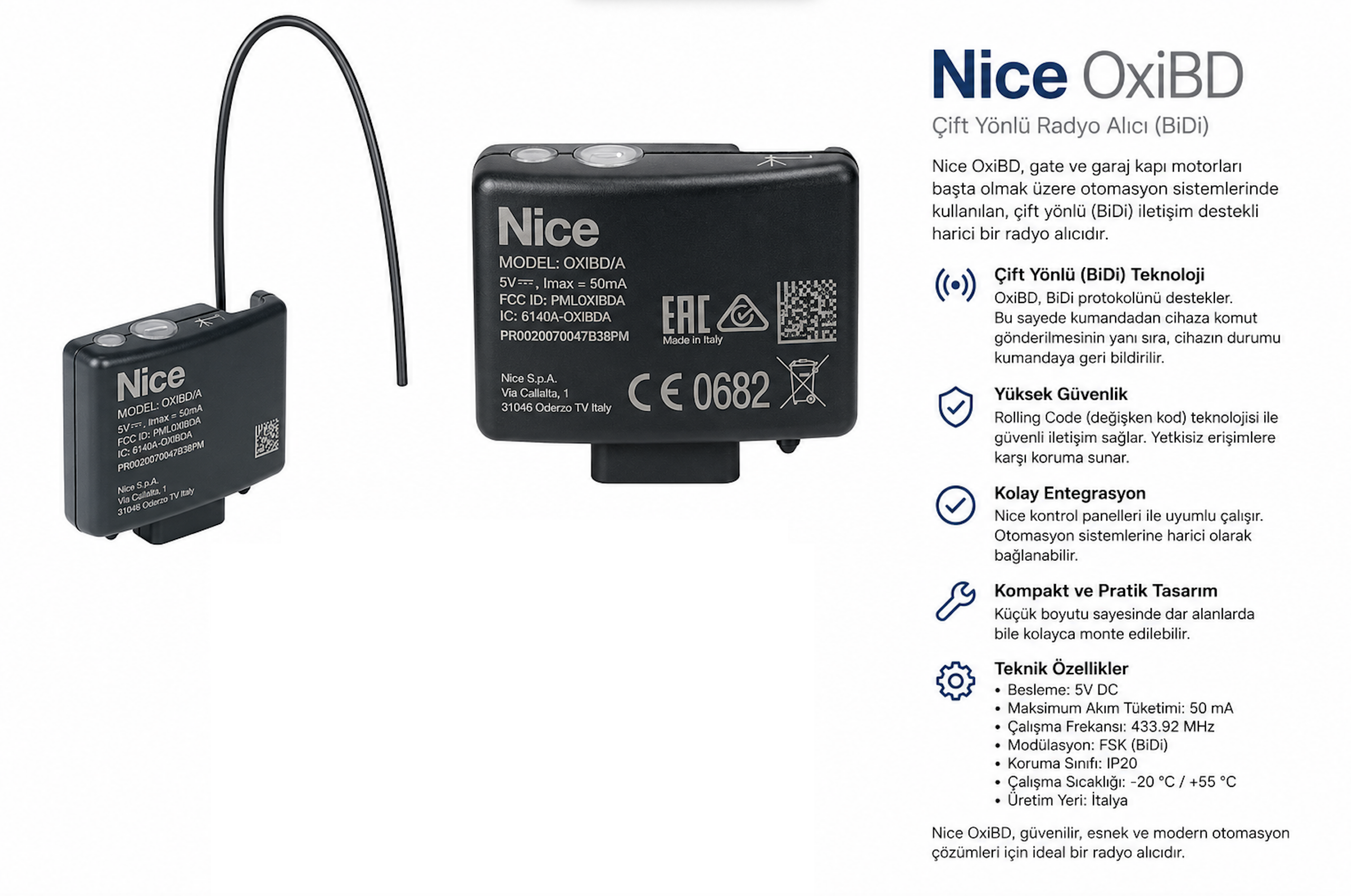 Nice OXIBD Soketli Alıcı - Görsel 2
