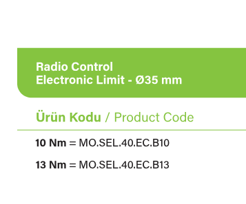 SEL 40 ECB Radyo alıcılı motor seçenekleri
