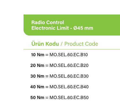 SEL60 ECB Radyo alıcılı motor çeşitleri