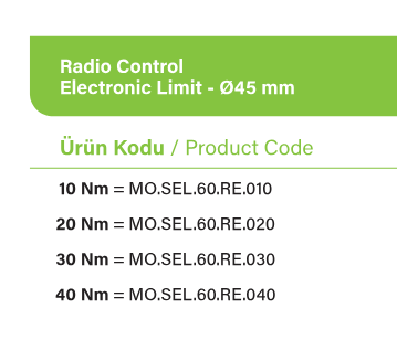 SEL60 RE Radyo alıcılı motor çeşitleri