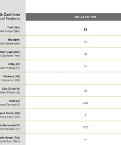 SEL 40 LEU-S Panjur motoru teknik özellikleri