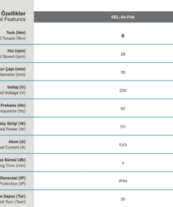 SEL 40 S TYP Stor perde motoru teknik özellikleri