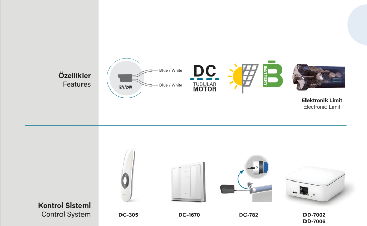 SEL25LE Lityum Bataryalı perde motoru aksesuarları