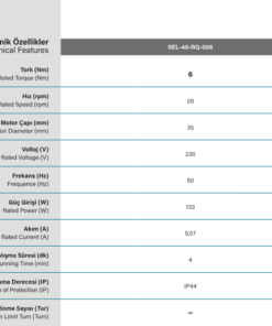 SEL40 RQS Stor perde motor teknik özellikleri