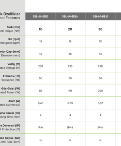 SEL60BE panjur motoru teknik özellikleri