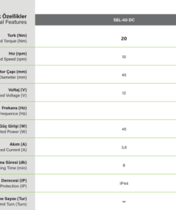 SEL60DC Panjur motoru teknik özellikleri