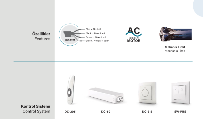 SEL60STYP Zip perde motoru aksesuarları