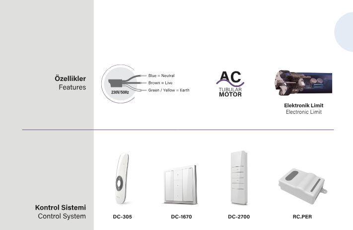 SEL70RE Pergola motoru aksesuarları