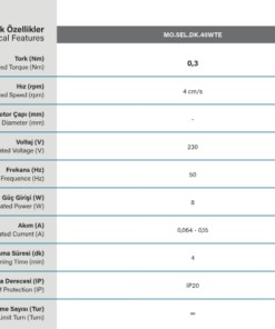 seldk40wte dikey perde motoru teknik özellikleri