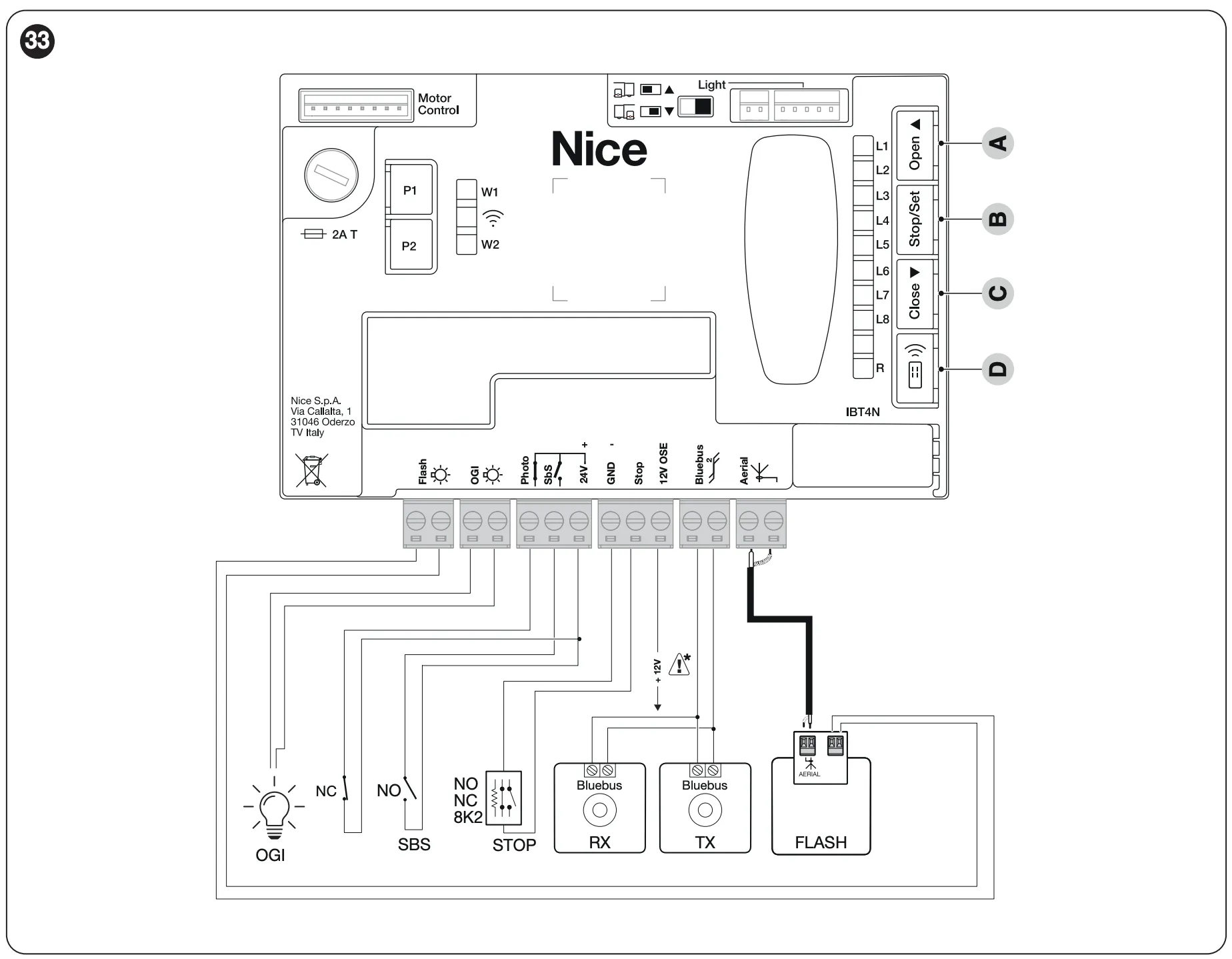 Nice Robus 800 kontrol kartı diyagramı