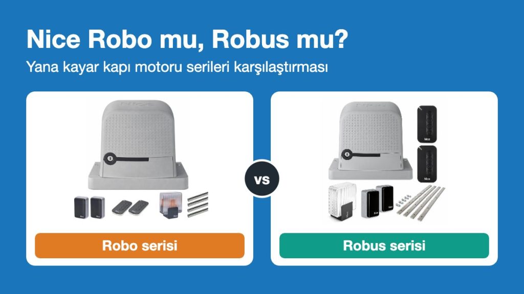 Nice Robo ve Robus serisi yana kayar kapı motorları karşılaştırması
